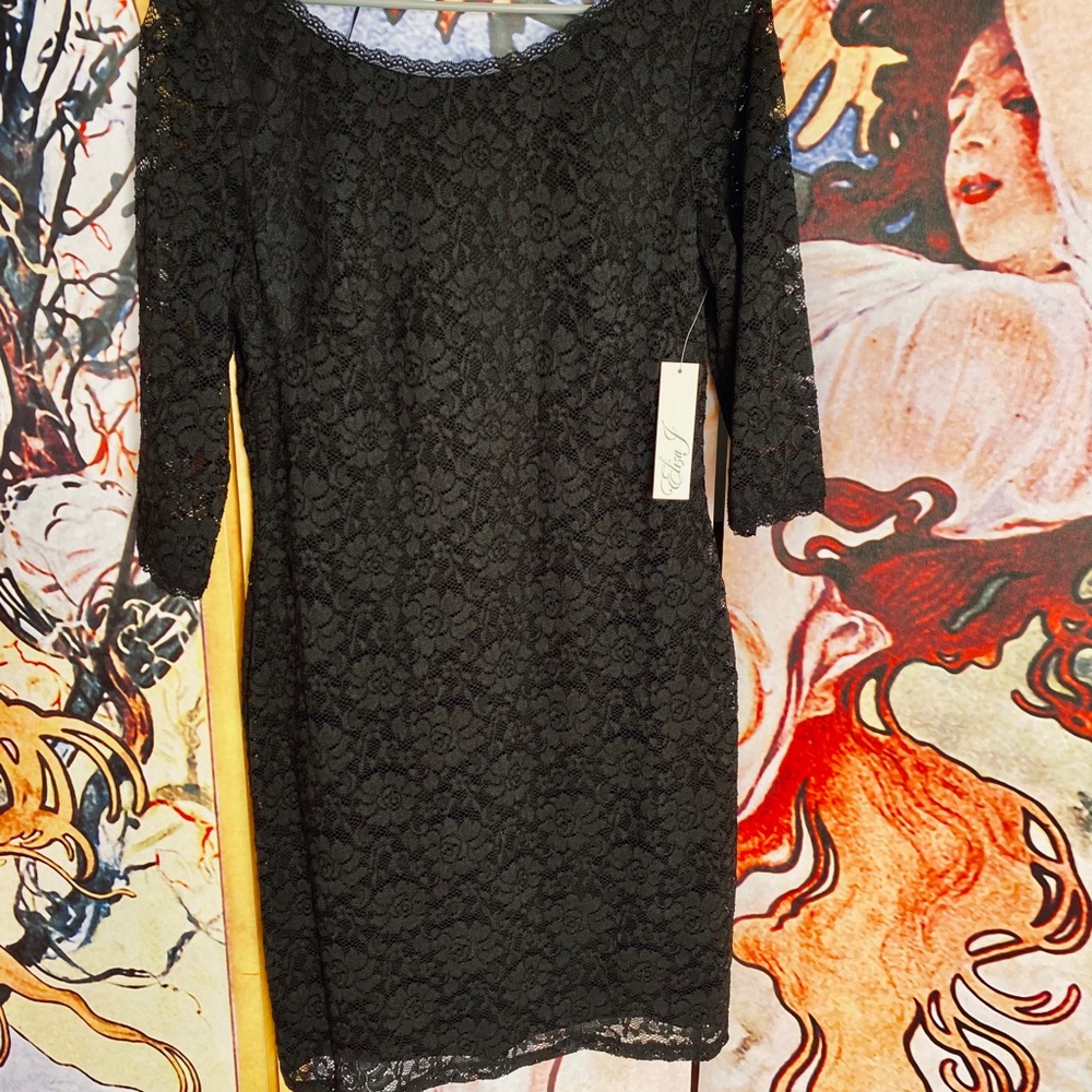 NWT Eliza J Black Lace Cocktail Dress